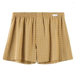 Underpants Men Cotton Comfortable Skin-friendly Boxer Briefs Plaid Print Shorts Casual Loose Homewear Breathable Lounge Wear