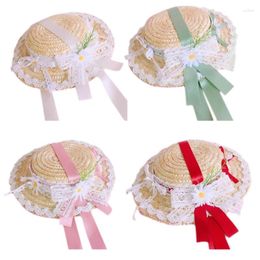 Berets Girls Women Tea Party Sun Hat Realistic Flower Daisies Decorations Straw Hats T8NB