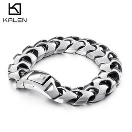 KALEN High Polished Shaped Bracelet Men 22cm Stainless Steel Bike Chain Bilezik Boho Male Jewellry Accessories 240105