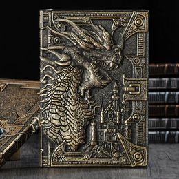 3D Three-dimensional Dragon A5 Notebook European Retro Thickened Pu Embossed Notepad Diary Business Gift Office Supplies 240105