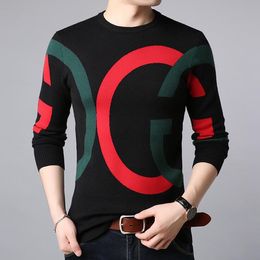 New Men's Sweaters Luxury Knit Half Turtleneck Sweater Embroidery Warm Woollen Sweater Casual Men Brand Clothing