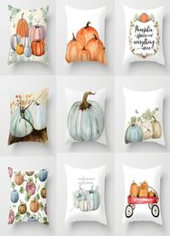 Thanksgiving Pillow Case Farmhouse Fall Throw Pillowcovers Autumn Harvest Halloween Pumpkin Printed Pillow Cushion5505947