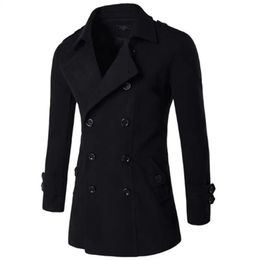 Men British Style Double Breasted Trench top Coat Mens Long trench Coat Masculino male Clothing Classic Drop Overcoat 240106