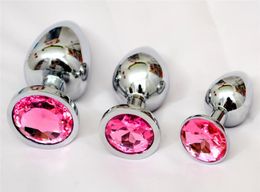 Stainless Steel Metal Anal Plug Booty Beads with Crystal Jewellery Adult Sex Toys Each sets Include Small Medium and Large9406244