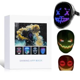 Party Favor Halloween Light Up Mask With Led Sn App Controlled Fl Color Face Changing Luminous Support Diy Drop Delivery Home Garden F Dhfgx