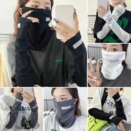 Arm Leg Warmers Protective Gear Cycling Driving Running Ice Silk Anti-UV Sun Protection Arm Sleeves Visor Face Mask Arm Covers YQ240106