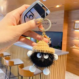 Keychains Small Briquettes Kids Girls Knitted Hat Plush Korean Style Key Ring Car Accessories Doll Chains Bag Pendant Decoration