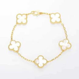 Original 1to1 Van C-A version Four High Leaf Grass Five Flower Bracelet Female V Gold White Fritillaria 18k Rose Lock Bone Chain7AWC