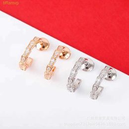 7cgk Designer Luxury Jewellery Bvlger B-home Stud Bone Female 925 Pure Silver Plated 18k Gold Inlaid Full Diamond Fine Snake Shaped Earrings