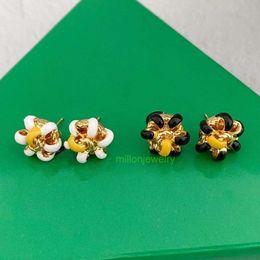 bottegaly venettaly earrings Simple luxurious black white enamel metal texture Coloured flower earrings earrings special offer