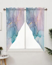 Curtain Marble Turquoise Pink Triangular For Cafe Kitchen Short Door Living Room Window Curtains Drapes