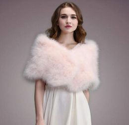 Scarves IANLAN Casual Solid Ostrich Feather Shawl Wrap For Women Bride Wedding Stole Ladies Real Turkey Fur IL000354331147