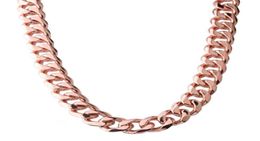 15mm Customization Length Trendy Mens Chain Rose Gold Colour Stainless Steel Necklace For Men Curb Cuban Link Hip Hop Jewellery Chain5144787