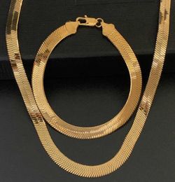 3 4 5 7mm Wide Flat Herringbone Necklace For Men Bone Chain Chokers 18k Gold Filled Vintage Miami Jewelry1941467