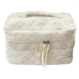 Cosmetic Bags Women Floral Makeup Bag Large Capacity Quilted Organizer Aesthetic Portable Pouch Soft For Outdoor Travel