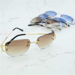 10% OFF Vintage Mens Brand Designer Festival Decoration fashionable carter glasses metal rimless oval shades for womenKajia New