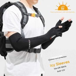 Arm Leg Warmers Fingerless Gloves Sunscreen Sleeve Guard Ice Silk Covers Cyling Long Protection Fishing Running Camping Unisex YQ240106