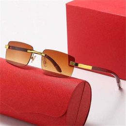 22% OFF New spring wooden leg frameless square piece men's and women's Street Photo fashion sunglassesKajia New