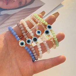 Strand 6pcs/set Acrylic Demon Eye Bracelet Lucky Colourful Adjustable Friendship Bracelets Braided Resin Girls