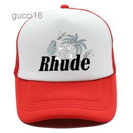 Green Mesh Patchwork Baseball Cap Men Women Embroidery Unisex Rhude Collections Casual Truck Hat Adjustable 03RK