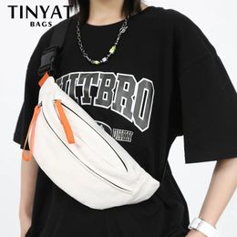 TINYAT Waist Pack Bag Women Shoulder Fanny Pack Large Phone Travel Sports Ladies Money Belt Bag Pouch Men Fashion Banana Bag 240106