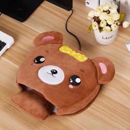 USB Heated Mouse Pad Mouse Hand Warmer With Wrist Support Winter Cartoon Bear Soft Warm Gaming Mouse Pad PC Mice Mat For Gamer 240105