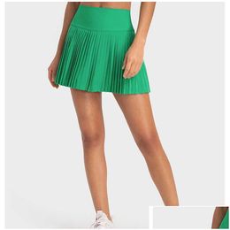 Yoga Outfit L44 Outfits Sport Pleated Skirts Running Shorts Women Summer Breathable Sweat Golf Dress Y High Waist Short Pant Outdoor D Dhpbg