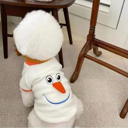 Dog Apparel Snowman Warm Hoodie Fleece Clothing Soft Pet Cold Weather Sweatshirt Cartoon Winter Puppy Clothes Autumn