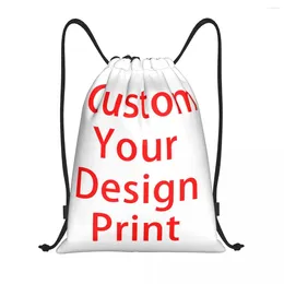 Shopping Bags Custom Your Design Drawstring For Training Yoga Backpacks Women Men Customised Printed Sports Gym Sackpack