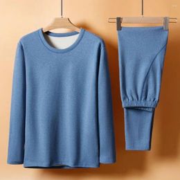 Men's Thermal Underwear 2pc/set Autumn Winter Long Sleeve Mens Undershirt Thick Soft Plush Top T-Shirts O Neck Tee