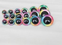 20pcs 14-16-18-20-24-30mm-35MM 3D RAINBOW glitter toy eyes washer for Woollen diy plush doll Colour option--R3 240106