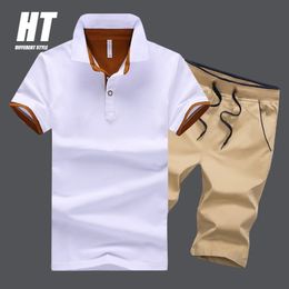 Summer Brand Men Sports Sets 2Piece Casual Men's Short-sleeve POLO ShirtShorts Running Fitness Suit Male Tracksuit 5XL 240106