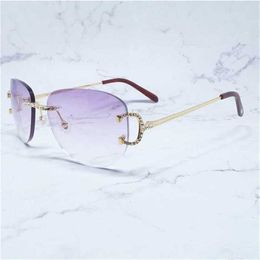 22% OFF Rhinestones Men Women Carters Glasses Oval Shades Rimless Fashion Wholesale Big Designer SunglassesKajia New