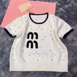 2024 Designer jumper sweaters women knit sweater clothes fashion pullover female Heavy diamond studded full diamond letter short pin top base sweater