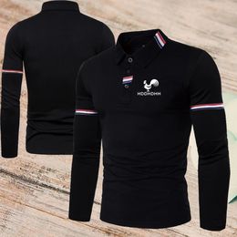 HDDHDHH Men's Spring And Autumn Lapel Long Sleeve POLO Shirt Business Printing Casual Simple Top 240106