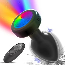 LED Colourful Light Butt Plug for Women Men Anal Plug Vibrator Prostate Massager Adults Sex Toys Wireless Remote Control Buttplug 240106