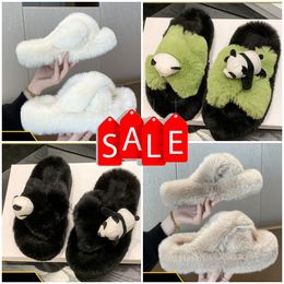 Fashion Designer Slippers Sliders Sandals Flat Bottoms Women Hot Comfort Girl platform Fur Furry Warm Slider Slipper Size 36-41