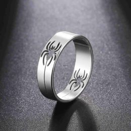 Band Rings Skyrim Stainless Steel Spider Ring for Men Women 6MM Wide Finger Rings 2024 Hip Hop Punk Jewellery Birthday Gift for Lover FriendL240105