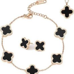 Classic Van Jewelry Accessories Fashionable new four leaf clover necklace bracelet earrings versatile niche womens light luxury highend jewelry production facto
