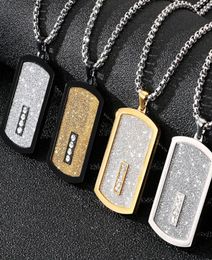 Gold Black Card Pendant Necklace For Men With 66CM Long Chain Cool Stainless Steel Mens Jewellery Accessories Logo Name Engrave6645567