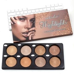 8 Colours Highlight Palette Bronze Wheat Colour Glitter Face Contour Palette Brighten 3d Face Makeup for Woman Pretty Makeup 240106