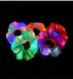 LED Bright Flashing Satin Large Hair Band Intestine Nightclub Bar Dance Club Luminous Hair Accessories Women Headdress 30pcs7418269