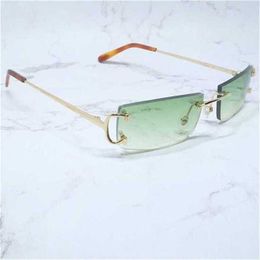 26% OFF Sunglasses Small Square Fashion Men Rimless Metal Colorful Carter Glasses Summer Shade Mens Decoration Party AccessoriesKajia New