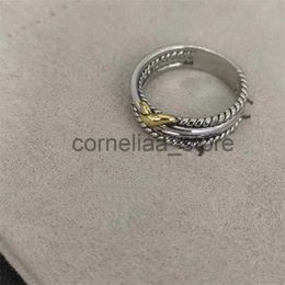 Band Rings DY Designer Hot selling band Rings Women Luxury Twisted Two Colour Cross pearls Vintage Ring 925 Sterling Silver dy Diamond Wedding Fashion Jewellery Gift J24