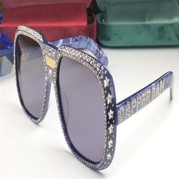 Whole-Designer 0427 Sunglasses For Women With diamond Stones Design 0427S Square frame glasses Top Quality eyewear UV400 Prote246H