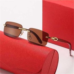 12% OFF Sunglasses new Printed wooden leg square frameless Fashion business men's and women's Premium glassesKajia New