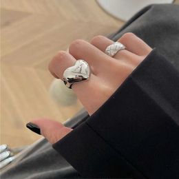 Instagram style three-dimensional love ring for women's retro fashion temperament letter opening ring hip-hop index finger ring trend
