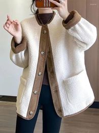 Women's Jackets Women Thick Coats Korean Zipper Cute Lambhair Loose Fleece Autumn Winter Casual Jacket A Line 2024 Sweet