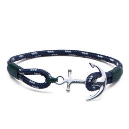 tom hope bracelet 4 size Handmade Southern Green thread rope chains stainless steel anchor charms bangle with box and TH119967132
