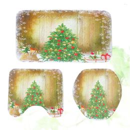 Bath Mats Christmas Toilet Cover Set Rug Carpet Non- Floor Mat Party Decoration For Home Office